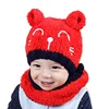 Wholesale Cartoon Bear Soft Fluffy Knit Babi And Baby Hat With Scarf Winter Set
