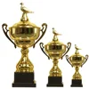Gold plated metal trophy birds figurines sports cup