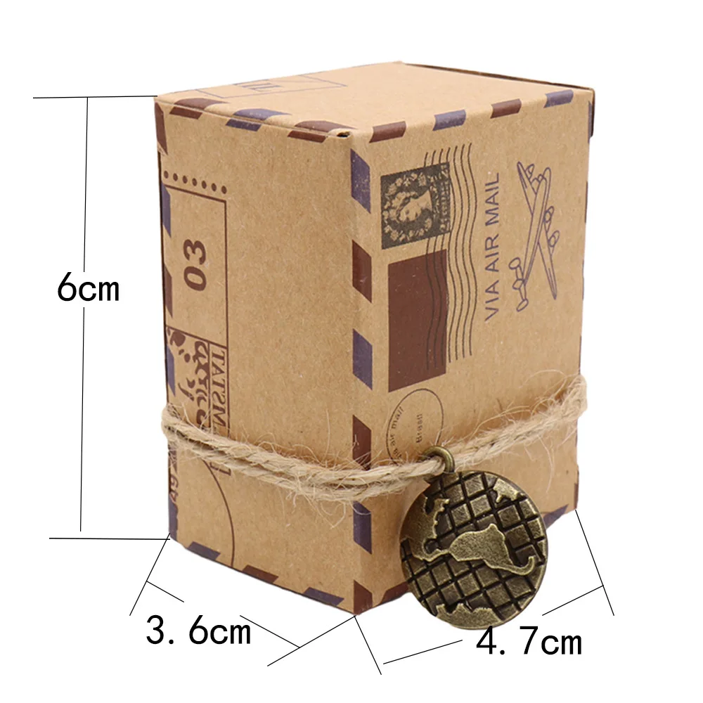 Newest Stamp Design Wedding Favors and Gifts Box Party Supplies Candy Box Chocolate Packaging Kraft Craft Gift  Packaging Box