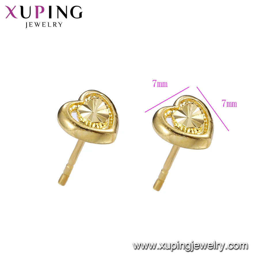 95953 Xuping jewelry 24K gold Plated China wholesale heart shape stud earrings