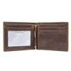 Nice ID wallet mens brown leather thin wallet with money clip
