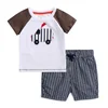 Casual boys boutique clothes short sleeve T-shirt+striped shorts 2 pcs sets 2-7years brand name boys clothing sets