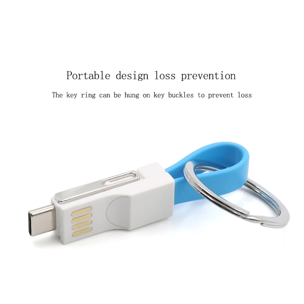 Portable 3in1 magnetic micro usb cable with keychain fast keyring usb data magnetic cable for IOS for Android for Type C device - ANKUX.COM