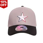 custom 3d embroidery star pattern logo 6 panel cotton with mesh brim fitted baseball cap