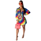 Summer new positioning printed POLO collar shirt skirt women's dress
