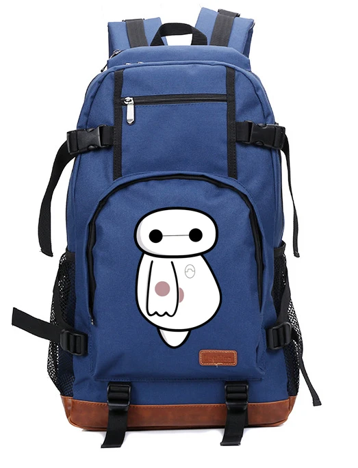 HOT Anime Big Hero 6 shoulder pack Baymax School bag Oxford + Cowhide Bag Unisex Baymax Laptop bag Backpack