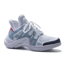 WETKISS Factory Wholesale Genuine Leather Women Casual Shoes Lace Up Mesh Dorky Dad Shoes High Top Fashion Ladies Sneakler Shoes