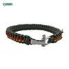Wholesale Azo free & Nickel free paracord adjustable dog collar with adjustable 3 hole shackle and D-ring