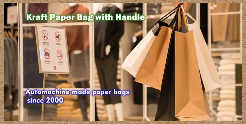 kraft recycled machine made outlet clothes handle shopping paper