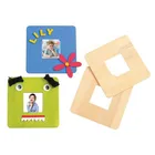 Michales Factory Audit 10R Stand Back Boy and Girl Cake Shaped Birch Wood Photo Frames