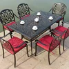 Metal Commercial Garden Patio Outdoor Furniture Rectangular 6 Seat Antique Cast Wrought Iron Dining Table