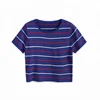 Womens wholesale customized OEM short striped short sleeve t shirt