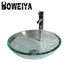 Accessory Parts Offered Hand Painted Tempered Glass Hand Wash Basin Sinks