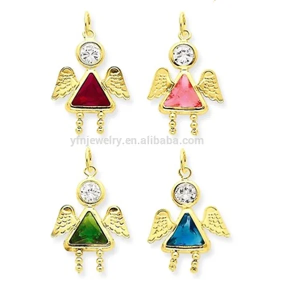 most fashion 14k gold birthstone angel pendants design for boy