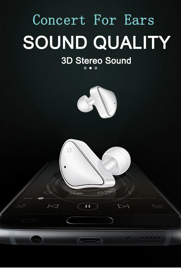 2019 Wireless Earbuds Rose Gold TWS True Wireless Two - ear Stereo Music Blue tooth 5.0 Earphone Headphone - ANKUX.COM