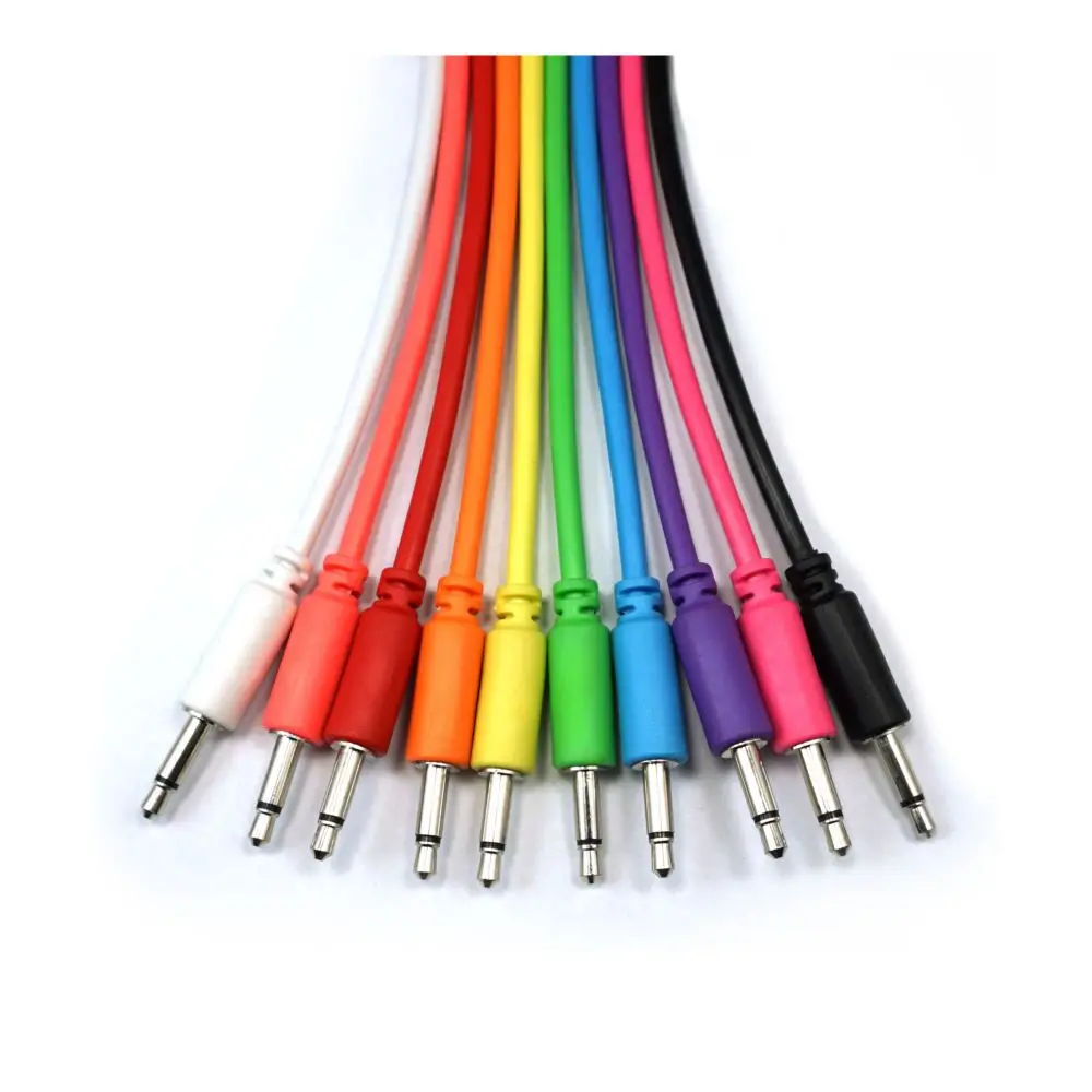 paquete de 5 cables de conexi/ón mono trenzados de 3,5 mm a 3,5 mm para usar con sintetizadores modulares 10 colores // 5 longitudes Eurorack Modular Cables de Patch