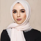 2019 Fashion Design Cheap Cotton Women girl Hijab malaysia Muslim Solid colors crinkle Scarf Hijab