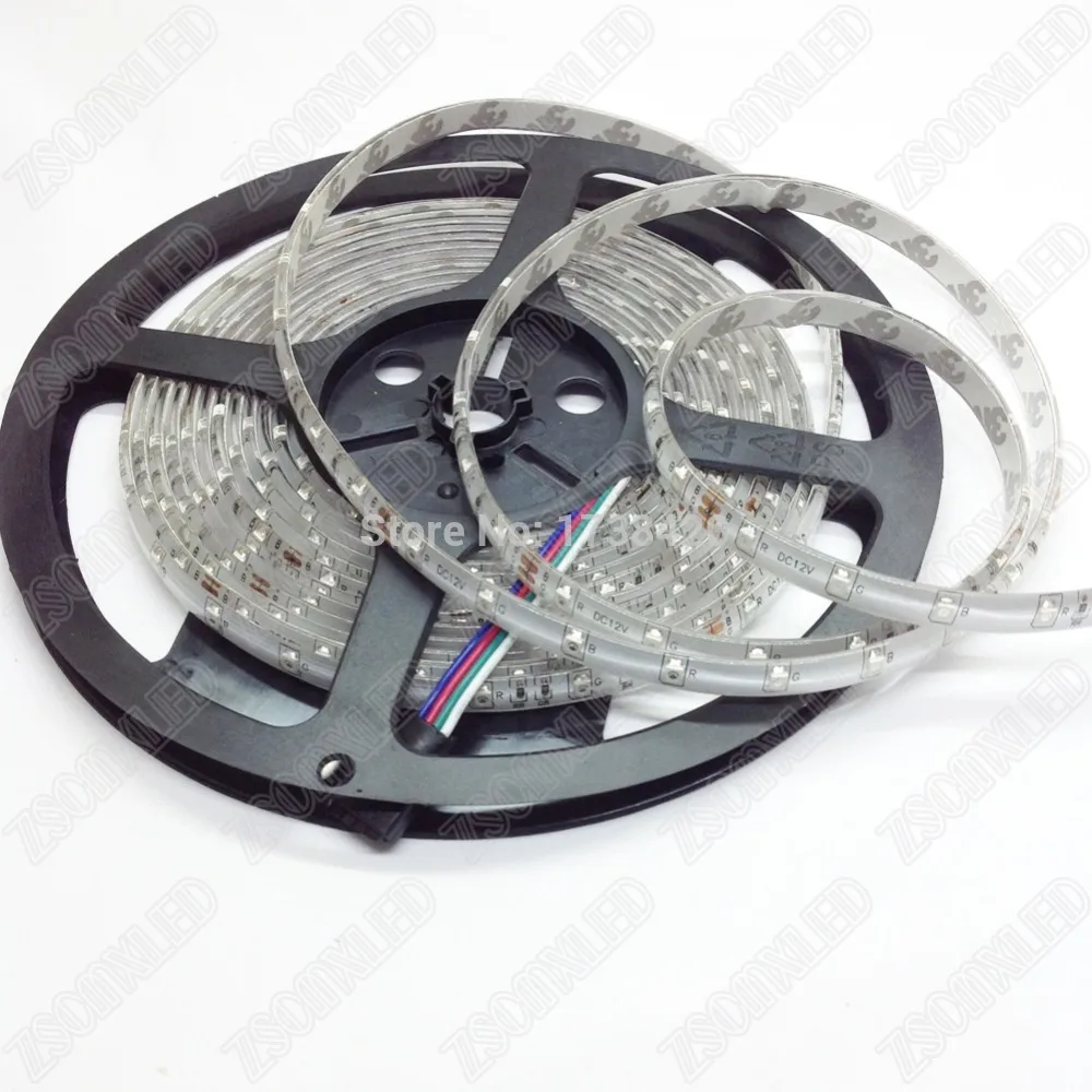 Free Ship LED Lights Strip 3528 SMD 60LEDs/M DC12V 10m/Lot RGB Levou Strip Waterproof White Warm White Red Blue Green Yellow
