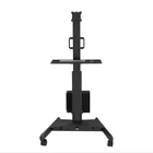 Movable Aluminum Height Adjustable TV cart / stand / mount with braked wheels