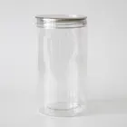 Small transparent clear pet food grade plastic honey wide mouth empty stash plastic pet packaging jars with lids wholesale