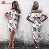 207606 2019 Strapless Summer Beach Dress Lotus Leaf Printed Off Shoulder Sexy Dresses Women Lady
