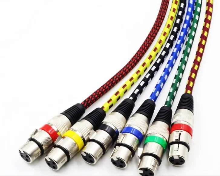 3Pin 5pin XLR Male to Female Microphone nylon braided fabric Cable,XLR Extension Cable - ANKUX.COM