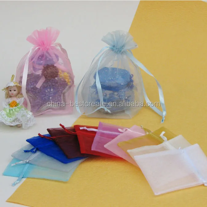 customized small drawstring plain organza pouch for jewelry and