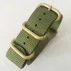 22mm Army green sand blasted Brass zulu strap driver watch band nylon nato strap supplier