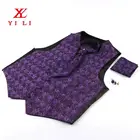China manufacturer men's formal wedding vests waistcoats set with handkerchief