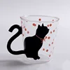 hot sale Cute Creative animal Cat Borosilicate Glass Tea Milk Coffee Cup with tail handle