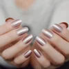 Satin Glossy Color Nails Oval Short Light Brown Fake Nails Kit Super Natural Shape Nail Art Manicure Tips Perfect for Daily L509