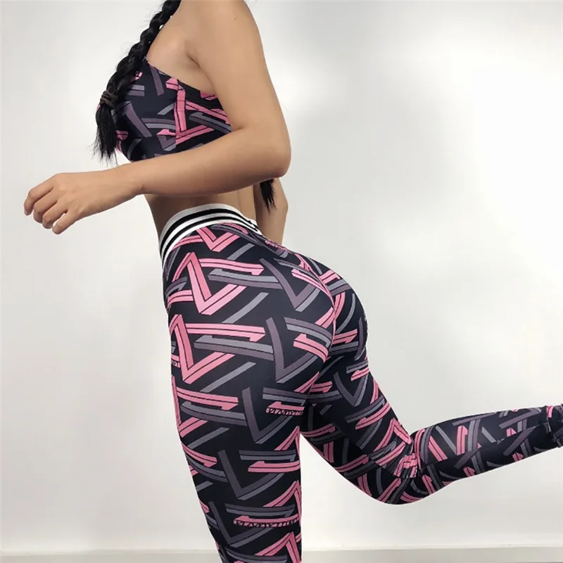 Fashion New Yoga Fitness Two Piece Set Bra Leggings Tight Set For Women