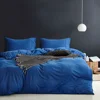 twin size comfortable 100% cotton solid color blue knitted jersey bedding sets