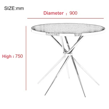 Modern gold glass top stainless steel round dining table