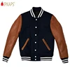 European Unisex Slim Fit High Quality Man Leather Sleeves Varsity Wool Jacket For Men Custom Letterman Style College Jackets