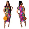 CM567 hot sale fashionable plaid printed summer women bodycon dress