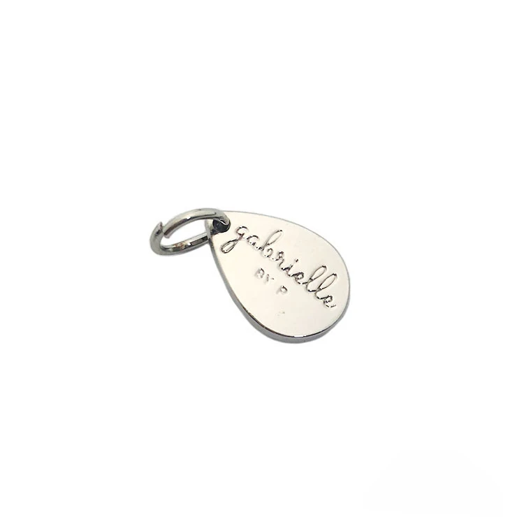 Wholesale embossed oval brand logo custom mini metal pendant charm jewelry tags for decoration