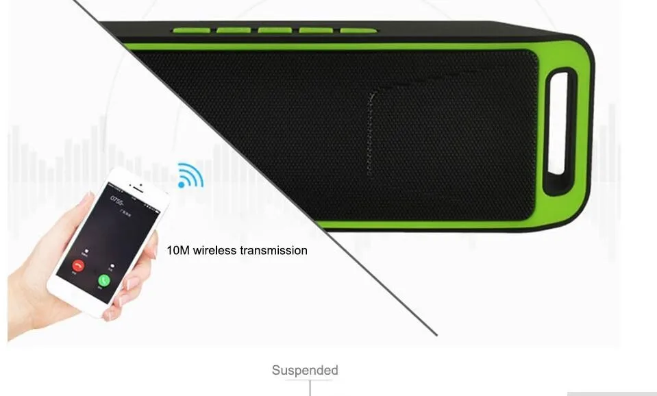 New sc-208 Portable V2.1 Stereo Wireless speaker Support Handsfree FM Radio AUX USB TF Card Mic for IOS Android Phone - ANKUX.COM