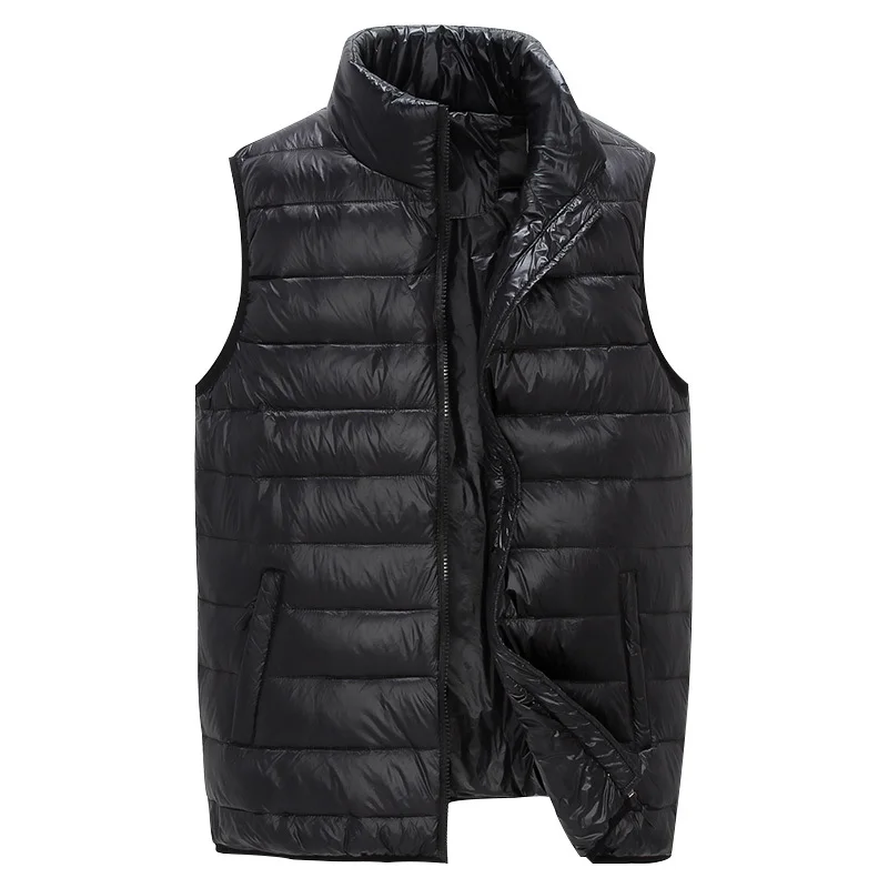 Winter Vest Men Down Jackets Coats Men Casual Thick Warm Stand Collar Hooded Outdoor Waterproof Colete Masculino