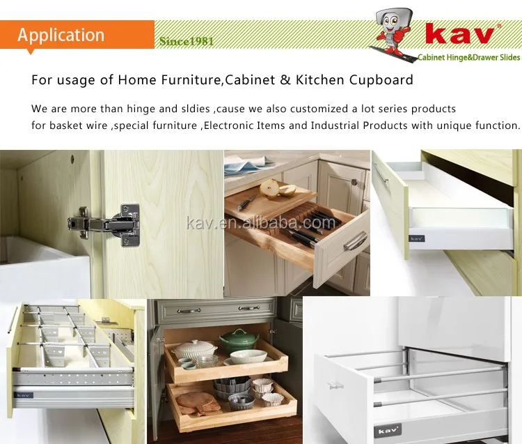 Auto Closing Kitchen Cabinet Rail Full Extension Ball Bearing