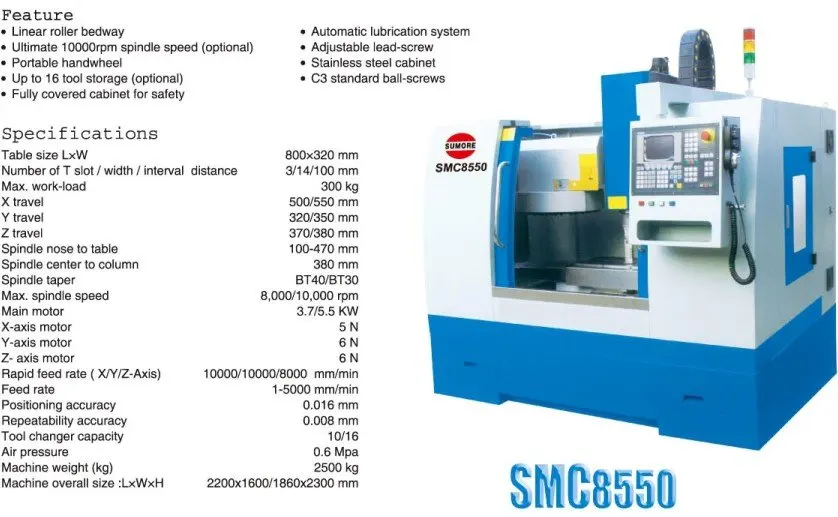 SUMORE!! 550 linear VMC cnc machine SMC8550