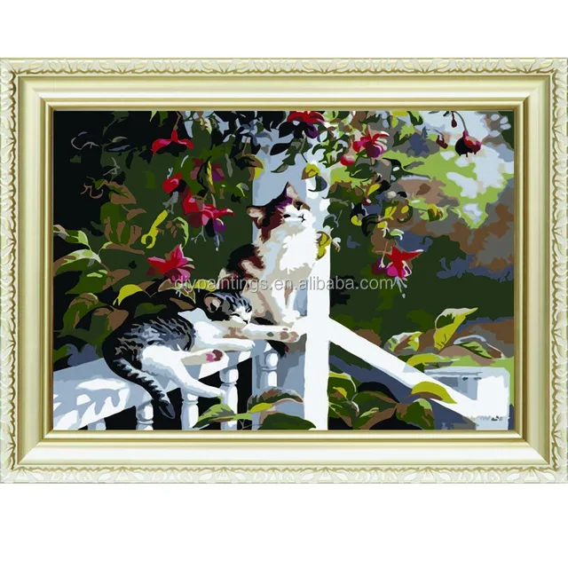 by numbers canvas cat picture coloring paint acrylic painting