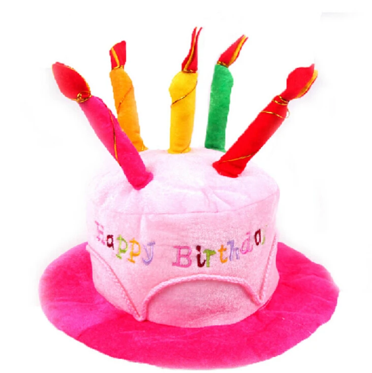 Feliz cumpleaños de la torta sombreros con velas de color rosa o azul novedad sombrero de fiesta