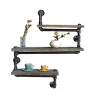 Industrial Vintage Pipe Shelf Wall Bookshelf, Black cast iron pipe fitting designed