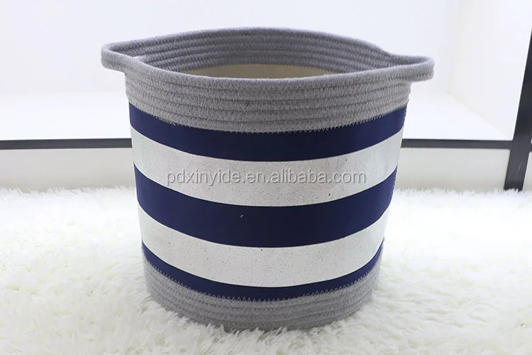 handmade canvas laundry basket with cotton rope decoration toys