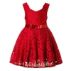 2018 New Design Lace Princess Dress Latest Red Sleeveless Girls Gown Pretty Kids Boutique Clothing