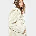 fashion soft warm winter white fur hood real mink fur women coat jacket