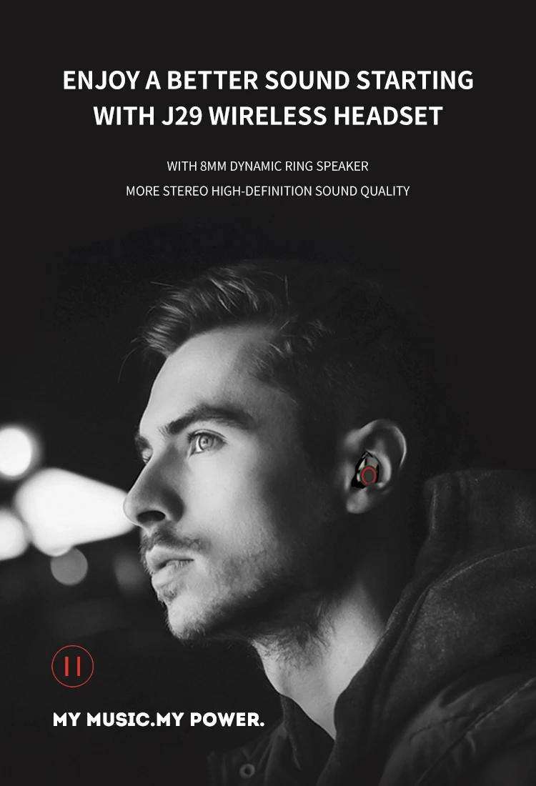 Jellico J29 wireless headset TWS earphone 60mAh earphone 800mAh charging box for phone - ANKUX.COM