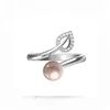 Fashion designs leaf shape white cz original pearl mountings ring 925 silver adjustable moti ring tanishq pearl jewellery