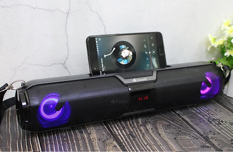 2400mAh Output Power Backpack Long Portable Speaker With TF AUX FM LED Phone Stand - ANKUX.COM